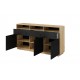 Buffet bas 3 portes / 3 tiroirs – Aston couleur noir et chêne