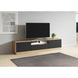 ASTIA – Meuble TV bas 2 portes, 1 tiroir, 1 niche