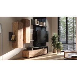  Botia – Ensemble TV Mural moderne bois et noir