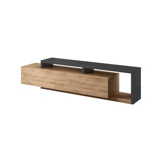 Botia – Meuble TV 1 Tiroir 220 cm moderne bois et noir