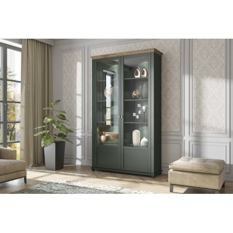 Evoria – Vitrine 2 portes vert profond