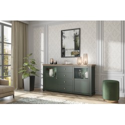 Evoria – Meuble bas 2 portes, 4 tiroirs vert profond