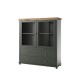 Evoria – Vitrine basse 2 portes, 2 tiroirs vert profond