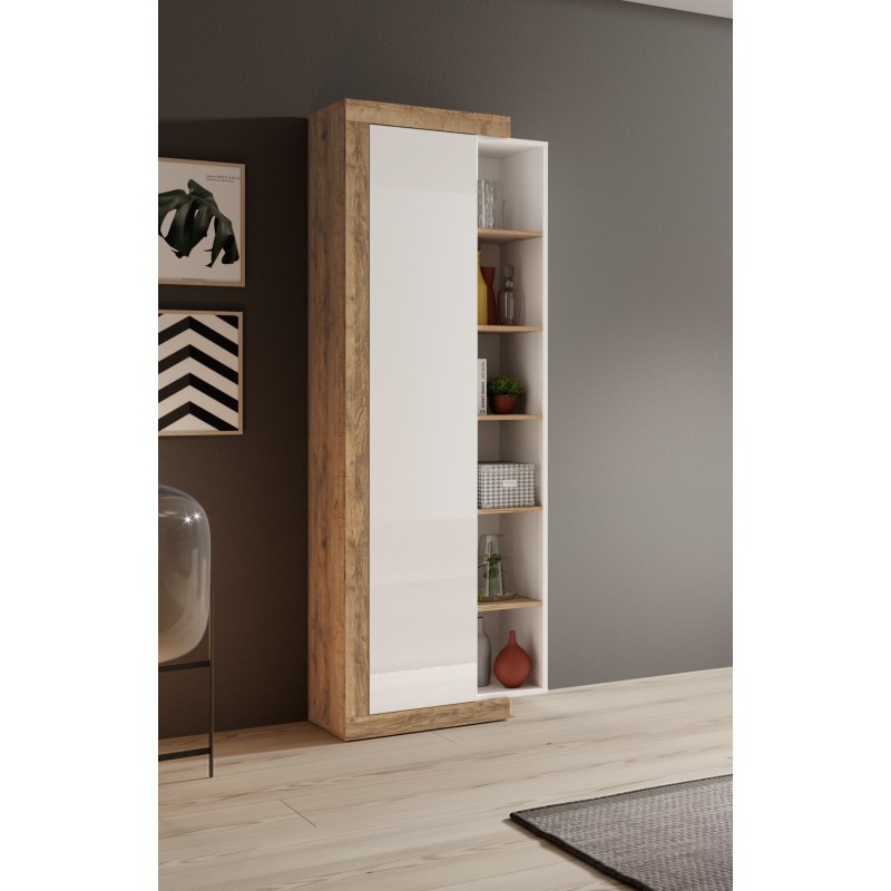 Étagère Vitrine Sintria couleur bois et blanc Étagère Vitrine Sintria couleur bois et blanc