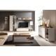 Meuble TV Sintria moderne ajustable de 200 à 242 cm bois et blanc