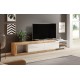 Meuble TV Sintria moderne ajustable de 200 à 242 cm bois et blanc