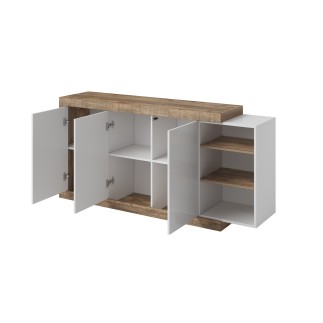 Commode Sintria 3 Portes bois et blanc - 180 cm