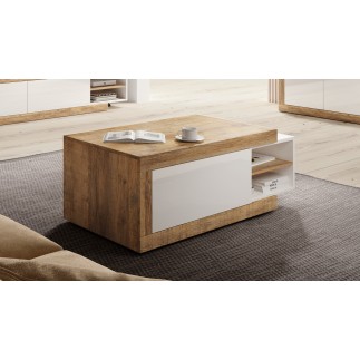 Table Basse Sintria bois et blanc extensible
