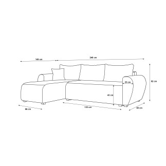 Canapé d’angle convertible MOLIA en tissu doux imperméable