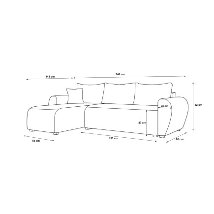 Canapé d’angle convertible MOLIA en tissu doux imperméable