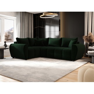 Canapé d’angle convertible MOLIA PLUS en tissu aspect velours
