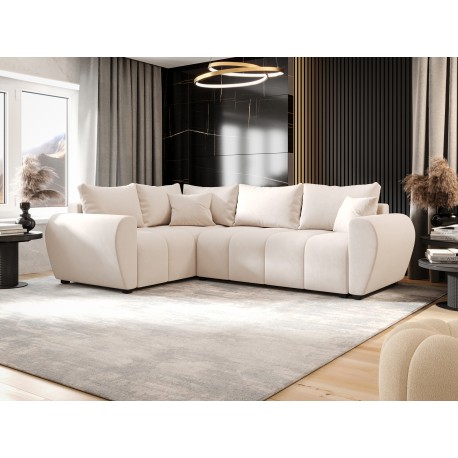 Canapé d’angle convertible MOLIA PLUS en tissu aspect velours