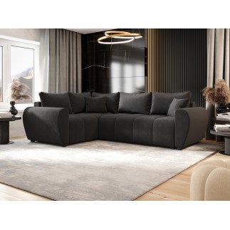 Canapé d’angle convertible MOLIA PLUS en tissu aspect velours