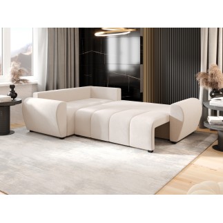 Canapé d’angle convertible MOLIA PLUS en tissu aspect velours