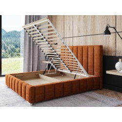 Lit ADALIA en velours avec coffre de rangement 