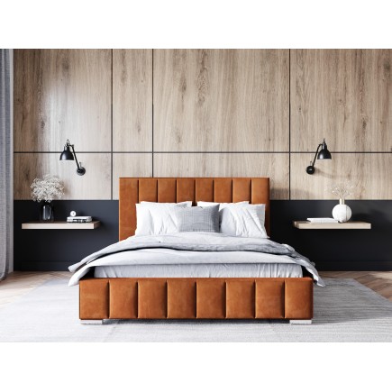 Lit ADALIA en velours avec coffre de rangement 