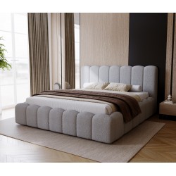Lit BOSTIA en tissu bouclette avec coffre de rangement