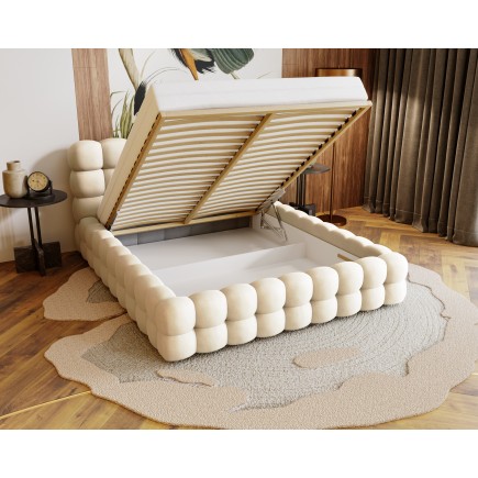 Lit coffre CANDIA en velours avec coffre de rangement