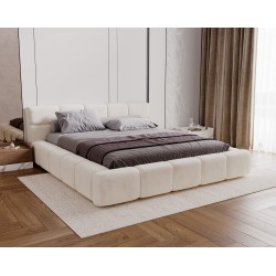 Lit COMIA en velour avec coffre de rangement 