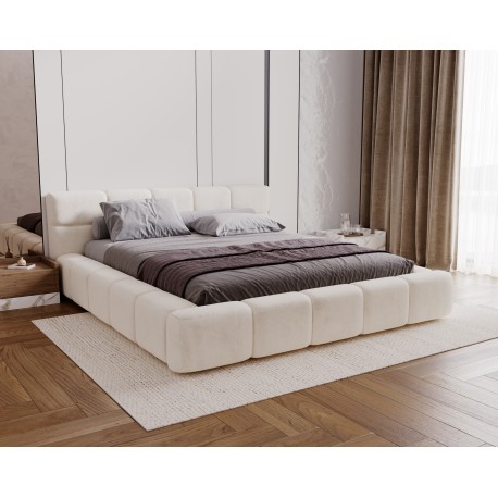 Lit COMIA en velour avec coffre de rangement 