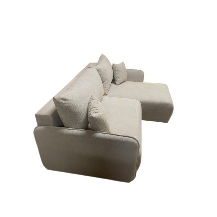 RECONDITIONNE - Canapé d'angle convertible FORB20 en tissu beige hydrophobe