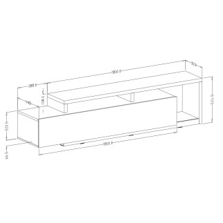 Botia – Meuble TV 1 Tiroir 220 cm moderne bois et noir