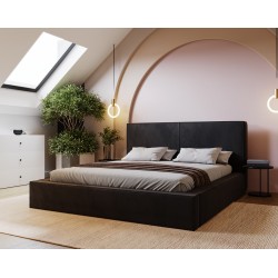 Lit Kalio en velours avec coffre de rangement