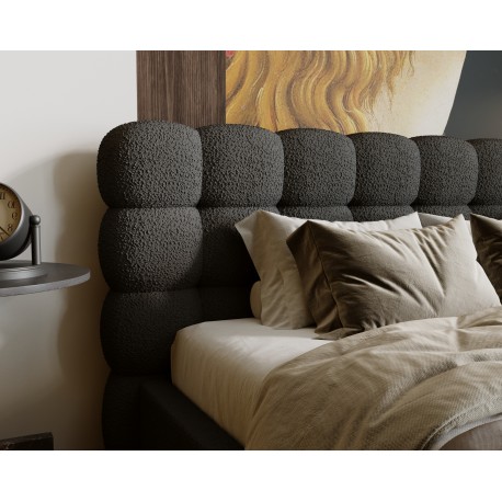 Lit OLINO en tissu bouclette avec coffre