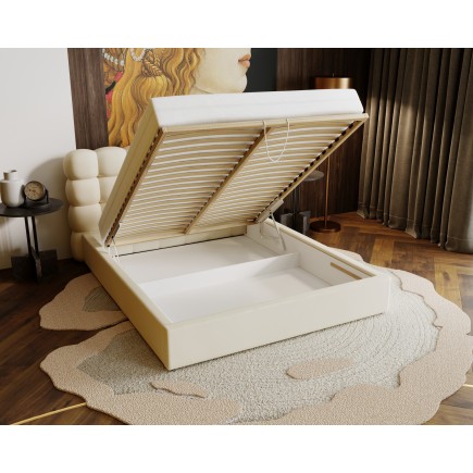 Lit OLINO en tissu velour avec coffre 