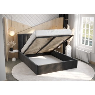 Lit OZIO en velours avec coffre