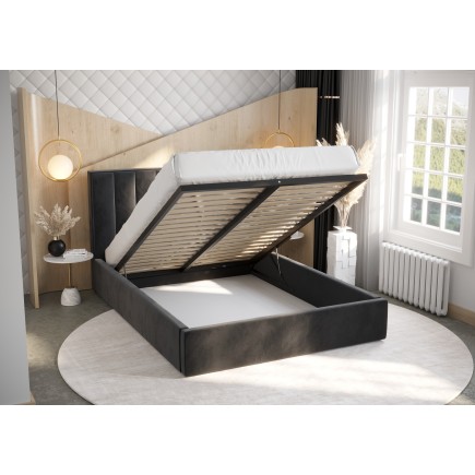 Lit OZIO en velours avec coffre