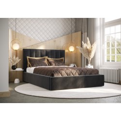 Lit OZIO en velours avec coffre