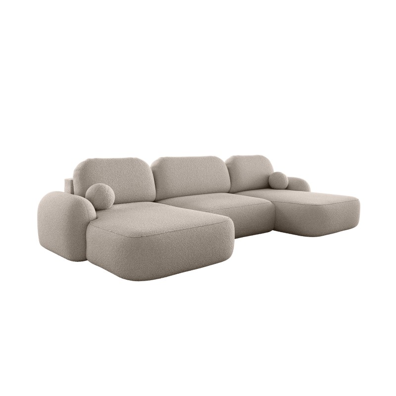 Canapé d'angle panoramique en Tissu Bouclette Morizia style Japandi Canapé d'angle panoramique en Tissu Bouclette Morizia style Japandi