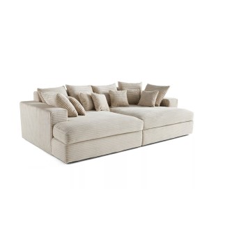 Canapé droit 4 places CALDERO BIS - assise profonde - velours côtelé grosse maille