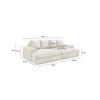 Canapé droit 4 places CALDERO BIS - assise profonde - velours côtelé gros maille