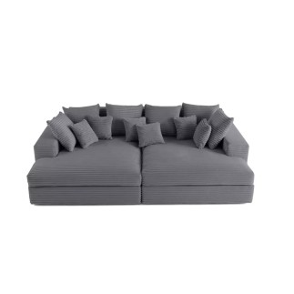 Canapé droit 4 places CALDERO BIS - assise profonde - velours côtelé grosse maille