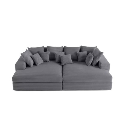 Canapé droit 4 places CALDERO BIS - assise profonde - velours côtelé grosse maille