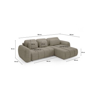 Canapé d’angle convertible CIANTI – grand canapé lit 304 cm avec coffre de rangement