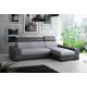 Canapé d'angle convertible CAPRI 4 places gris et noir têtières repose tête