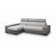 Canapé d'angle convertible CAPRI 4 places gris et noir têtières repose tête