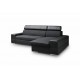Canapé d'angle convertible CAPRI 4 places gris et noir têtières repose tête
