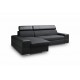 Canapé d'angle convertible CAPRI 4 places gris et noir têtières repose tête