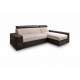 Canapé d'angle convertible CAPRI 4 places gris et noir têtières repose tête