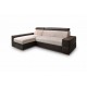 Canapé d'angle convertible CAPRI 4 places gris et noir têtières repose tête