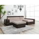 Canapé d'angle convertible CAPRI + pouf avec coffre beige et marron