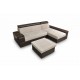 Canapé d'angle convertible CAPRI + pouf avec coffre beige et marron
