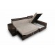 Canapé d'angle convertible CAPRI + pouf avec coffre beige et marron