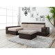 Canapé d'angle convertible CAPRI + pouf avec coffre beige et marron