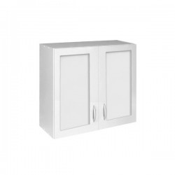 Meuble de cuisine haut 2 portes vitrines 80 cm OXANE laqué brillant avec 1 étagère