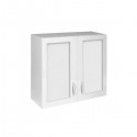 Meuble de cuisine haut 2 portes vitrines 80 cm OXANE laqué brillant avec 1 étagère